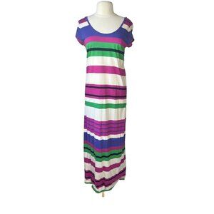 Tommy Hilfiger Maxi Dress Womens Medium Cream Purple Pink Stripes